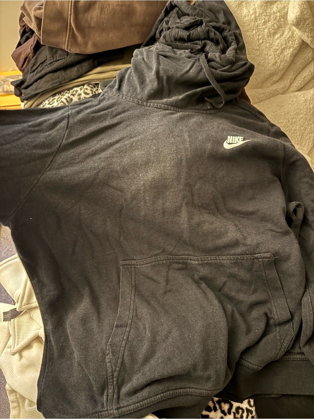 Nike Black Pullover Hoodie with White Swoosh